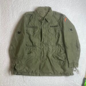 VTG M65 70s US Army Jacket Large Regular 1st and 34th Patches Named Og-107